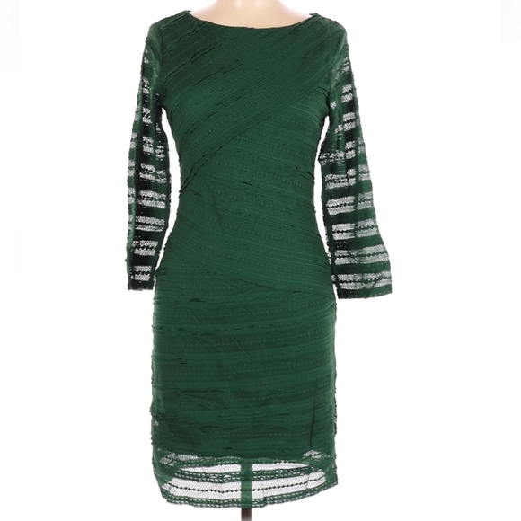 M.S.S.P 3/4 Length Sleeve Cocktail Dress - Curve Hugging - Green - Large - Picture 1 of 2